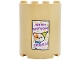 Part No: 6259pb057  Name: Cylinder Half 2 x 4 x 4 with White Sign with Cat, Party Hat, Triangle Confetti and Medium Lavender 'HAPPY BIRTHDAY CHURRO!' Pattern (Sticker) - Set 42666