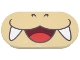 Part No: 66857pb003  Name: Tile, Round 2 x 4 Oval with Dark Brown Nostrils and Dark Red Open Mouth Smile with Red Tongue and White Fangs Pattern (Super Mario Larry Lower Face)