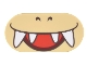 Part No: 66857pb032  Name: Tile, Round 2 x 4 Oval with Dark Brown Nostrils and Wide Open Mouth Smile with White Sharp Teeth and Red Tongue Pattern (Super Mario Iggy Lower Face)