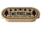 Part No: 66857pb054  Name: Tile, Round 2 x 4 Oval with Sign with Dark Brown Border, Stars, Trees and Lines and Black 'TWO PINES INN' Pattern (Sticker) - Set 10325