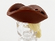 Part No: 67043pb02  Name: Minifigure, Hair Combo, Hair with Hat, Long Hair with Ponytail and Molded Reddish Brown Pirate Tricorne Hat Pattern