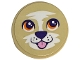 Part No: 67095pb096  Name: Tile, Round 3 x 3 with Dog Face with Orange Eyes, White Muzzle, Bright Pink Tongue Pattern (Sticker) - Set 41718