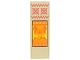 Part No: 69729pb059  Name: Tile 2 x 6 with Banner with Coral Geometric Flowers and Zigzags, and Orange Monster Te Kā (Te Ka) on Yellow Background Pattern (Sticker) - Set 43205