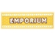 Part No: 69729pb270  Name: Tile 2 x 6 with Sign with Gold Marquee Sign, Reddish Brown 'EMPORIUM', White Border with Yellow Dots and Diamond Lattice Background Pattern (Sticker) - Set 43302