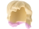 Part No: 7317pb01  Name: Minifigure, Hair Female Mid-Length with Part over Left Shoulder with Molded Bright Pink Tips Pattern