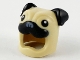 Part No: 73662pb01  Name: Minifigure, Headgear Head Cover, Costume Pug Dog with Black Ears, Eyes and Muzzle Pattern