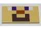 Part No: 87079pb0555  Name: Tile 2 x 4 with White and Purple Squares, Dark Orange Rectangle, and Dark Brown Mouth Shape (Minecraft Steve Face) Pattern