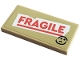 Part No: 87079pb1269  Name: Tile 2 x 4 with Sad Face and Coral 'FRAGILE' on White Background Pattern (Sticker) - Set 41741