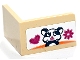 Part No: 91501pb001  Name: Panel 2 x 2 x 1 Corner with Black Smiling Hamster, Magenta Heart and Star on White Background Pattern (Sticker) - Set 41731