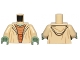Part No: 973pb1291c01  Name: Torso SW Open Robe, Medium Nougat Shirt with Dark Orange Waist Sash, Sand Green Neck, and Hood on Back Pattern (Yoda) / Tan Arms / Sand Green Hands