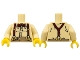 Lot ID: 235743743  Part No: 973pb1408c01  Name: Torso Button Shirt over Fat Stomach with Dark Red Bow Tie and Suspenders Pattern / Tan Arms / Yellow Hands