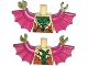 Part No: 973pb1664c01  Name: Torso Bat with Vestigial Minifigure Arms, Green and Purple Vein and Dark Orange Fur Pattern / Magenta Arms with Wings / Olive Green Hands