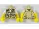 Lot ID: 228247314  Part No: 973pb2836c01  Name: Torso Vest with Zipper, Pockets, Fish Sign and Fishing Hooks Pattern / Yellow Arms with Molded White Short Sleeves Pattern / Yellow Hands