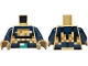 Part No: 973pb5843c01  Name: Torso Pixelated Black, Dark Blue and Dark Tan Armor, Dark Turquoise Belt Buckle Pattern / Dark Blue Arms / Dark Tan Hands