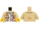 Part No: 973pb6013c01  Name: Torso Jacket Open with Paint Brush and Rag in Pockets, White Shirt, Magenta and Dark Orange Splotches Pattern (BAM) / Tan Arms / Yellow Hands