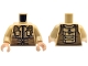 Part No: 973pb6205c01  Name: Torso Jacket with Zipper, Dark Tan Utility Harness with Yellow Badge, Pockets, Pouches and Backpack Pattern / Tan Arms / Light Nougat Hands