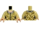 Part No: 973pb6365c01  Name: Torso Female Dress with Gold Buttons, Flowers and Leaves, White Collar with Ruffles, Light Nougat Neck Pattern / Tan Arms / Light Nougat Hands