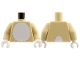 Part No: 973pb6455c01  Name: Torso White Round Fur Belly, Cotton Tail on Back Pattern / Tan Arms / White Hands