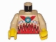 Part No: 973px106c01  Name: Torso Western Indians Red on Bottom and Fringe Pattern / Tan Arms / Yellow Hands