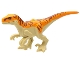 Part No: Atrocira01  Name: Dinosaur Atrociraptor with Orange Back, Reddish Brown Stripes, and Bright Light Orange Eyes