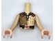 Lot ID: 403373678  Part No: FTBpb105c01  Name: Torso Mini Doll Boy Tan and Olive Green Tunic with Medium Nougat Squares, Dark Brown Belt with Copper Buckle, Ornate Collar Pattern, Light Nougat Arms and Hands with Tan Long Sleeves