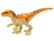 Part No: atrocira01  Name: Dinosaur Atrociraptor with Orange Back, Reddish Brown Stripes, and Bright Light Orange Eyes