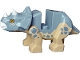 Part No: bb1151c02pb01  Name: Dinosaur Triceratops Baby with Glued Sand Blue Top with Molded White Horns and Beak and Printed Bright Light Orange Eyes and Sand Blue Spots Pattern