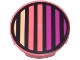 Part No: 14769pb0591  Name: Tile, Round 2 x 2 with Bottom Stud Holder with Black Circle and Bright Light Yellow and Magenta Stripes Pattern