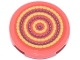 Part No: 14769pb743  Name: Tile, Round 2 x 2 with Bottom Stud Holder with Seat Cushion with Bright Light Yellow, Medium Blue and Medium Lavender Concentric Circles Pattern (Sticker) - Set 42647
