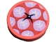 Part No: 14769pb756  Name: Tile, Round 2 x 2 with Bottom Stud Holder with Coral Cushion with White Leaves on Bright Pink Circles Pattern (Sticker) - Set 42609