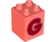 Part No: 31110pb150  Name: Duplo, Brick 2 x 2 x 2 with Red Capital Letter G with Medium Lavender Outline Pattern