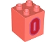 Lot ID: 405561128  Part No: 31110pb179  Name: Duplo, Brick 2 x 2 x 2 with Red Number 0 with Medium Lavender Outline Pattern