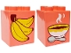 Part No: 31110pb190  Name: Duplo, Brick 2 x 2 x 2 with Yellow Bananas with Reddish Brown Outlines / Bowl with Silver Spoon Pattern