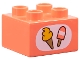 Part No: 3437pb129 Name: Duplo, Brick 2 x 2 with Ice Cream Cone and Popsicle in White Oval Pattern Part No: 3437pb129 Name: Duplo, Brick 2 x 2 with Ice Cream Cone and Popsicle in White Oval Pattern
