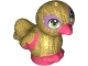 Part No: 35074pb05  Name: Bird, Friends / Elves, Feet Joined with Pearl Gold Body and Lime Eyes Pattern