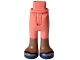 Part No: 67072c00pb015  Name: Mini Doll Hips and Trousers with Back Pockets with Molded Medium Brown Lower Legs / Boots and Printed Dark Blue Sandals Pattern - Thin Hinge