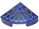 Part No: 25269pb032  Name: Tile, Round 1 x 1 Quarter with Metallic Light Blue, Gold, and Metallic Pink Feathers Pattern