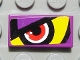 Part No: 3069pb0052L  Name: Tile 1 x 2 with Purple/Yellow Background and Red Eye Left Pattern (Sticker) - Set 8269
