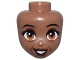 Part No: 105982  Name: Mini Doll, Head Friends with Black Thin Eyebrows, Nougat Eyes, Reddish Brown Wrinkles, Cheek Lines, Lips, and Open Mouth Smile Pattern