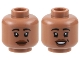 Lot ID: 357252737  Part No: 28621pb0063  Name: Minifigure, Head Dual Sided Female Black Eyebrows, Reddish Brown Lips, Grin / Open Mouth Smile with White Teeth Pattern - Vented Stud