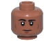 Part No: 28621pb0158  Name: Minifigure, Head Black Rounded Eyebrows, Upper Eyelids, Reddish Brown Cheek Lines and Chin Dimple, Neutral Pattern - Vented Stud