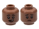 Part No: 3626cpb2993  Name: Minifigure, Head Dual Sided Child Black Eyebrows, Lopsided Open Mouth Smile with Top Teeth and Red Tongue / Sad Pattern - Hollow Stud
