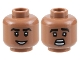 Part No: 3626cpb3151  Name: Minifigure, Head Dual Sided Black Thick Eyebrows, Chin Dimple, Grin with Teeth / Scared Pattern - Hollow Stud