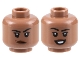 Part No: 3626cpb3168  Name: Minifigure, Head Dual Sided Female Black Eyebrows, Reddish Brown Lips, Frown with Raised Eyebrow Left / Open Mouth Smile Pattern - Hollow Stud