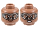 Part No: 3626pb3140  Name: Minifigure, Head Dual Sided Female, Black Eyebrows, Silver Goggles, Reddish Brown Lips, Grin / Gritted Teeth Pattern