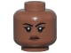 Part No: 3626pb3250  Name: Minifigure, Head Female Black Eyebrows and Eyelashes, Reddish Brown Lips, Stern Pattern