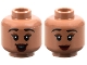 Part No: 3626pb3298  Name: Minifigure, Head Dual Sided Female Black Eyebrows, Reddish Brown Eye Shadow, Dark Red Lips, Open Mouth Smile / Closed Mouth Smile Pattern