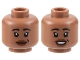 Part No: 3626pb3382  Name: Minifigure, Head Dual Sided Female Black Eyebrows, Reddish Brown Lips, Grin / Open Mouth Smile with White Teeth Pattern