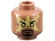 Part No: 3626pb3440  Name: Minifigure, Head Black Eyebrows and Goatee, Gold Eyes, Bright Light Yellow Electricity Mask Pattern