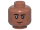 Part No: 3626pb3475  Name: Minifigure, Head Black Rounded Eyebrows, Upper Eyelids, Reddish Brown Cheek Lines and Chin Dimple, Neutral Pattern